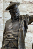 Scottish Hunter w/ Dog Bronze Statue Sculpture Figure Marble Base Signed Original 22" x 11.5"