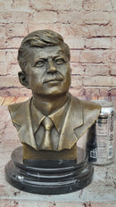 JFK John F. Kennedy Bronze Metal Bust Sculpture Statue on Marble Base Signed Original 10" x 7"