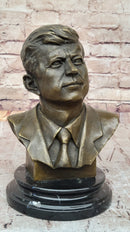 JFK John F. Kennedy Bronze Metal Bust Sculpture Statue on Marble Base Signed Original 10" x 7"