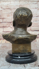 JFK John F. Kennedy Bronze Metal Bust Sculpture Statue on Marble Base Signed Original 10" x 7"