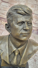 JFK John F. Kennedy Bronze Metal Bust Sculpture Statue on Marble Base Signed Original 10" x 7"