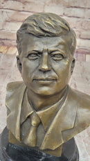 JFK John F. Kennedy Bronze Metal Bust Sculpture Statue on Marble Base Signed Original 10" x 7"