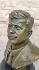 JFK John F. Kennedy Bronze Metal Bust Sculpture Statue on Marble Base Signed Original 10" x 7"