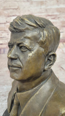 JFK John F. Kennedy Bronze Metal Bust Sculpture Statue on Marble Base Signed Original 10" x 7"