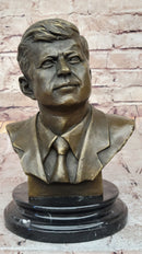 JFK John F. Kennedy Bronze Metal Bust Sculpture Statue on Marble Base Signed Original 10" x 7"