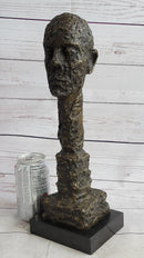 Giacometti Gia Bronze Head Face Bust Sculpture Statue Brutalist Surrealism 15" x 5"