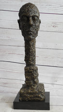 Giacometti Gia Bronze Head Face Bust Sculpture Statue Brutalist Surrealism 15" x 5"