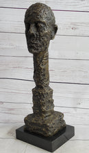 Giacometti Gia Bronze Head Face Bust Sculpture Statue Brutalist Surrealism 15" x 5"