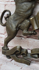Bronze Lion and Unicorn Heraldic Crest Coat of Arms Hanging Wall Sculpture