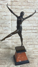 Signed Chiparus Charming Dancer Bronze Marble Statue Sculpture 24'' Tall Figurine