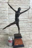 Signed Chiparus Charming Dancer Bronze Marble Statue Sculpture 24'' Tall Figurine