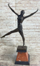Signed Chiparus Charming Dancer Bronze Marble Statue Sculpture 24'' Tall Figurine