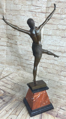 Signed Chiparus Charming Dancer Bronze Marble Statue Sculpture 24'' Tall Figurine