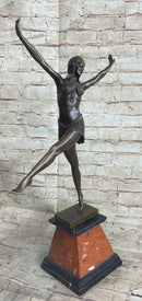 Signed Chiparus Charming Dancer Bronze Marble Statue Sculpture 24'' Tall Figurine