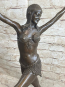 Signed Chiparus Charming Dancer Bronze Marble Statue Sculpture 24'' Tall Figurine