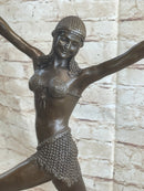 Signed Chiparus Charming Dancer Bronze Marble Statue Sculpture 24'' Tall Figurine
