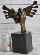 Signed Dali Abstract Female Sunshine Bronze Sculpture Marble Base Figure Statue