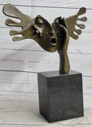 Signed Dali Abstract Female Sunshine Bronze Sculpture Marble Base Figure Statue