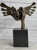 Signed Dali Abstract Female Sunshine Bronze Sculpture Marble Base Figure Statue