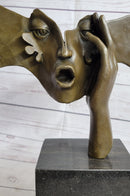 Signed Dali Abstract Female Sunshine Bronze Sculpture Marble Base Figure Statue