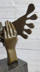 Signed Dali Abstract Female Sunshine Bronze Sculpture Marble Base Figure Statue