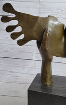 Signed Dali Abstract Female Sunshine Bronze Sculpture Marble Base Figure Statue