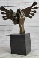 Signed Dali Abstract Female Sunshine Bronze Sculpture Marble Base Figure Statue