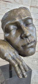 Salvador Dali Modern Art Resting Man Bronze Bust Statue Sculpture Figure Art