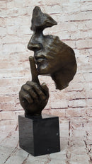 Hush Surreal Bronze Face Sculpture Salvador Dali – Shhh Gesture on Marble Base