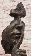 Hush Surreal Bronze Face Sculpture Salvador Dali – Shhh Gesture on Marble Base