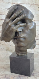 Shame on Me Surreal Face Hand Salvador Dali Bronze Statue Sculpture Modern Art 17" x 9"