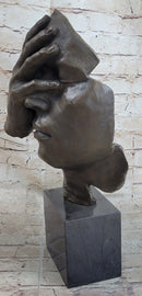 Shame on Me Surreal Face Hand Salvador Dali Bronze Statue Sculpture Modern Art 17" x 9"