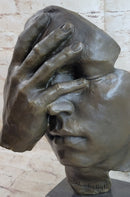 Shame on Me Surreal Face Hand Salvador Dali Bronze Statue Sculpture Modern Art 17" x 9"
