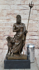 Hades Pluto & Cerberus 3 Headed Dog Bronze Metal Statue Sculpture Greek Mythology