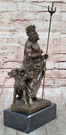 Hades Pluto & Cerberus 3 Headed Dog Bronze Metal Statue Sculpture Greek Mythology