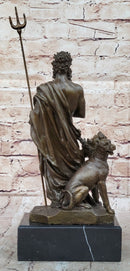 Hades Pluto & Cerberus 3 Headed Dog Bronze Metal Statue Sculpture Greek Mythology