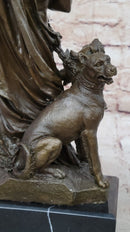 Hades Pluto & Cerberus 3 Headed Dog Bronze Metal Statue Sculpture Greek Mythology