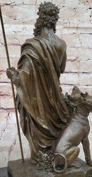 Hades Pluto & Cerberus 3 Headed Dog Bronze Metal Statue Sculpture Greek Mythology