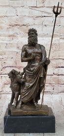 Hades Pluto & Cerberus 3 Headed Dog Bronze Metal Statue Sculpture Greek Mythology