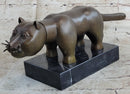 Fernando Botero Cat Gato Bronze Statue Sculpture Figure Modern Art Marble Base 4" x 12"
