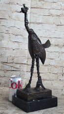 Pablo Picasso Steampunk Abstract Ostrich Bird Bronze Statue Sculpture Figure on Marble Base