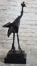 Pablo Picasso Steampunk Abstract Ostrich Bird Bronze Statue Sculpture Figure on Marble Base