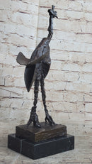 Pablo Picasso Steampunk Abstract Ostrich Bird Bronze Statue Sculpture Figure on Marble Base
