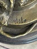 Nude Lady Justice w/ Sword & Shield Standing on Lion Pelt Bronze Statue Sculpture 15" x 7.5"