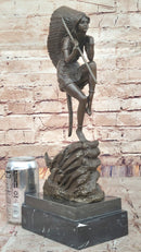 Native American Indian Woman Tribal Medicine Dance Shaman Bronze Sculpture Decor