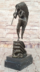 Native American Indian Woman Tribal Medicine Dance Shaman Bronze Sculpture Decor