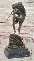 Native American Indian Woman Tribal Medicine Dance Shaman Bronze Sculpture Decor