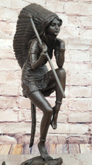 Native American Indian Woman Tribal Medicine Dance Shaman Bronze Sculpture Decor