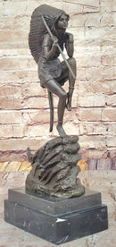 Native American Indian Woman Tribal Medicine Dance Shaman Bronze Sculpture Decor