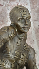 Man with Chess Figures Outfit Bronze Metal Statue Sculpture Figurine Salvador Dali 17"